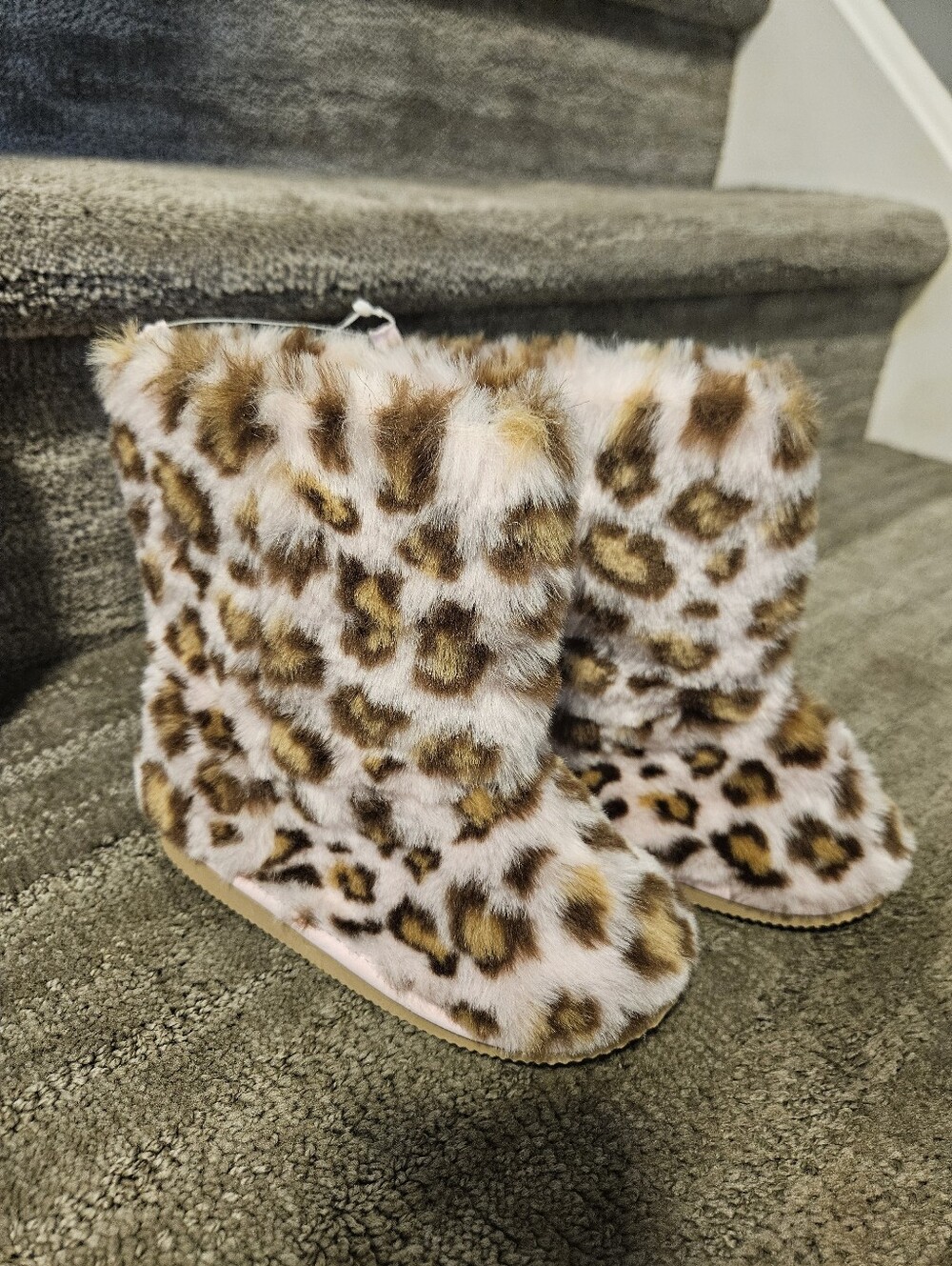 NEW Pink Furry Leopard Boots - Toddler Size 9